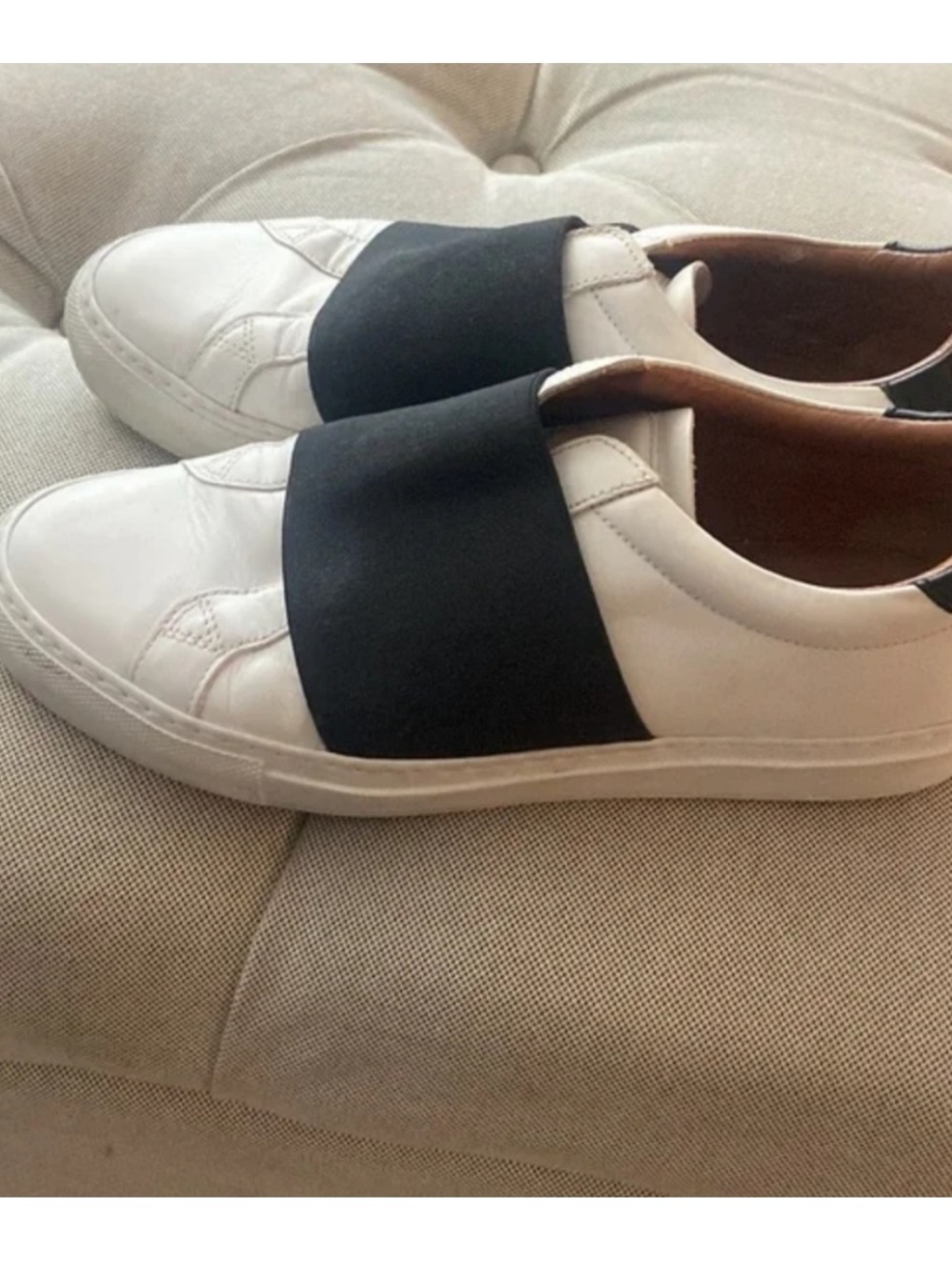 Givenchy White Slip-On Sneakers with Black Strap